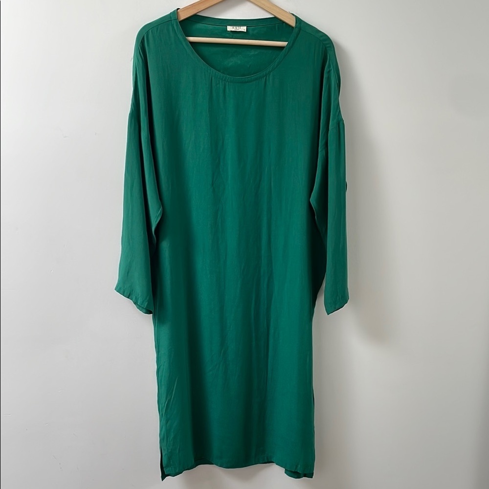 NAÏF NAIF Montreal green emerald midi shirt slip dress MEDIUM longsleeve